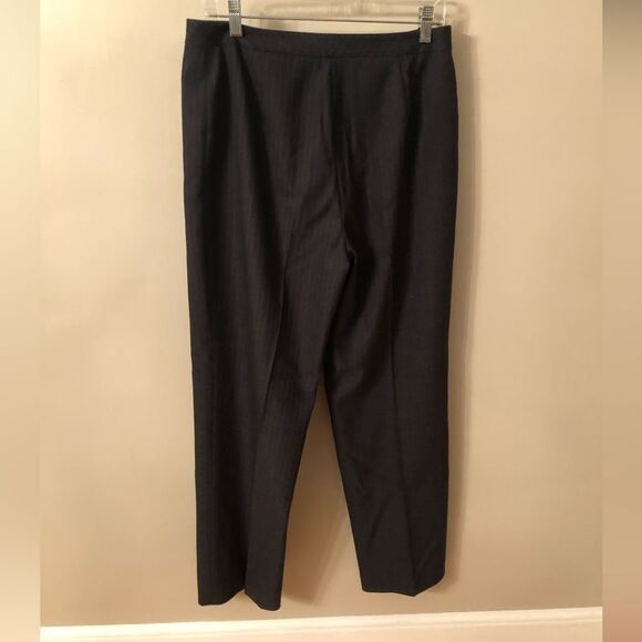 LE SUIT SZ 10 CHARCOAL GRAY PINSTRIPE HIGH RISE CAREER PANTS STRAIGHT LEG LINED - Picture 3 of 7